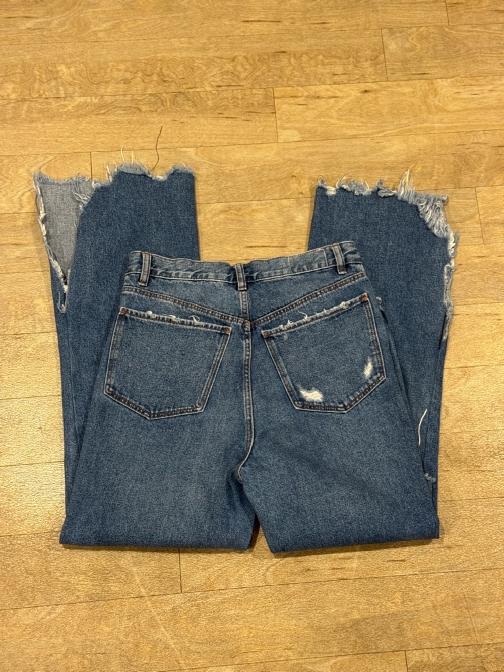 Zara TRF Denim IX'D Markers Jeans Size 6 Distressed Straight Leg - Picture 6 of 6